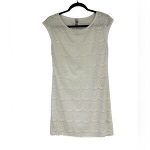 Ophelia for FC Intricate Lace Mini Sheath Dress. White, Size Medium